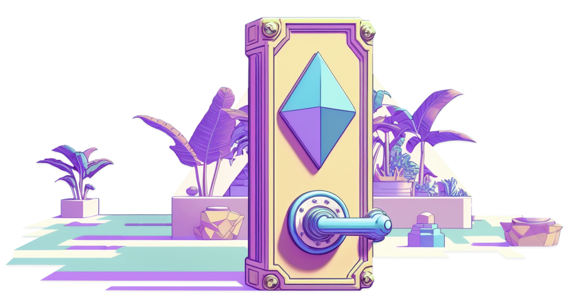 Ilustrace robota s trezorem jako tělem, který představuje peněženku Ethereum